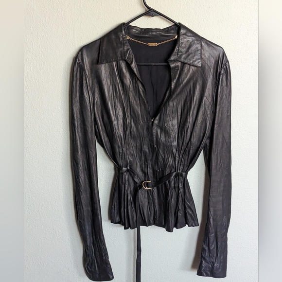 ๐โจR.CAVALLI ROSES LEATHER BLAZER - Picture 4 of 12